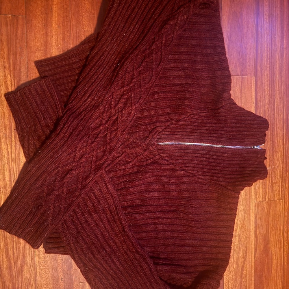 Fashion Nova Maroon Cable Knit Turtleneck Sweater